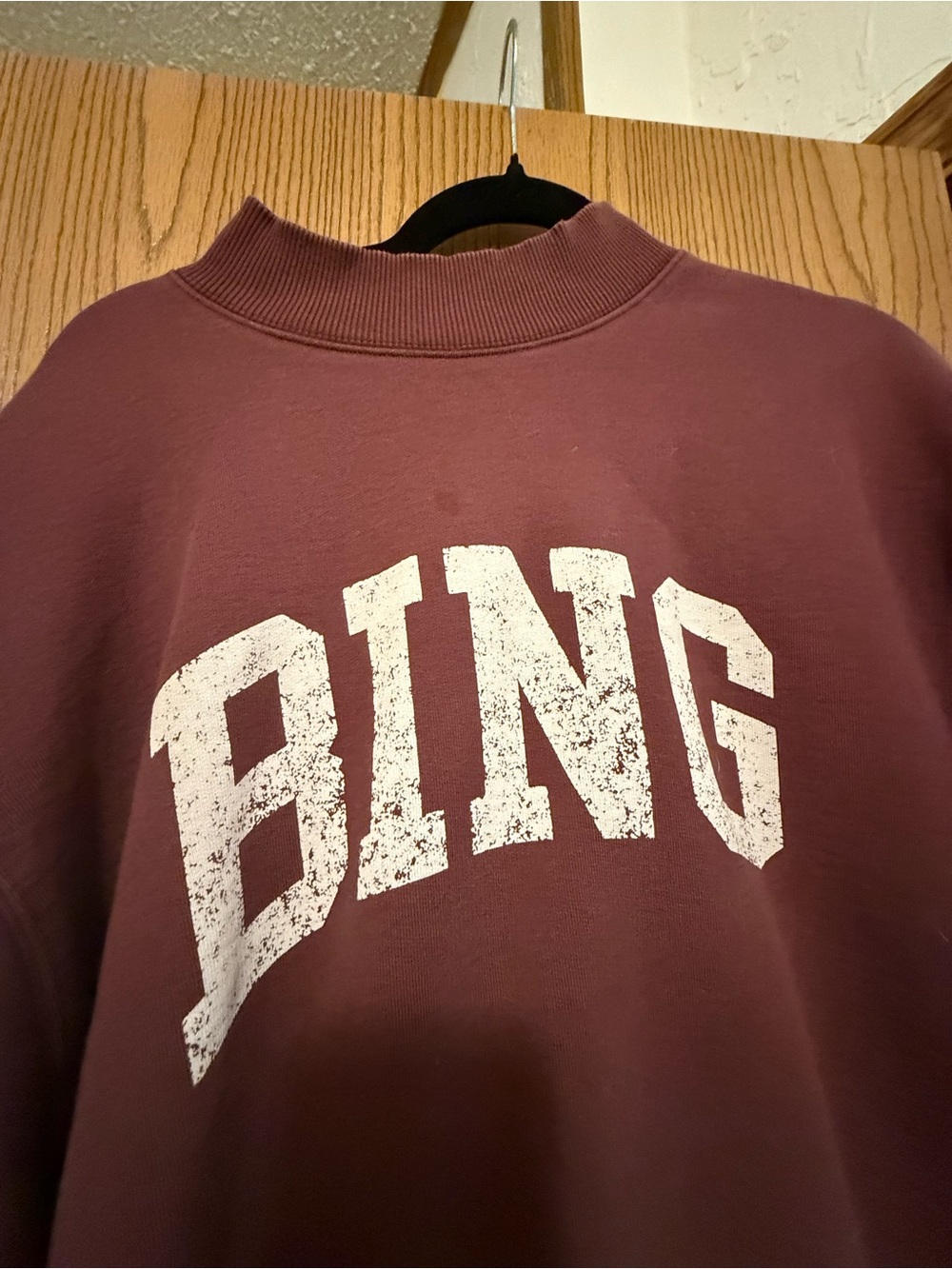 Anine Bing Maroon 'BING' Crewneck Sweatshirt - Picture 2 of 4